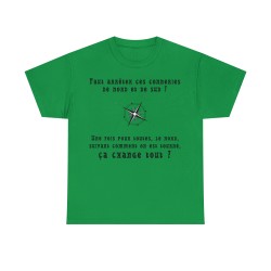 t-shirt vert irlandais unisexe avec boussole le nord, suivant comment on est