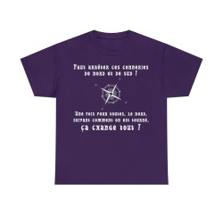 t-shirt violet unisexe avec boussole le nord, suivant comment on est