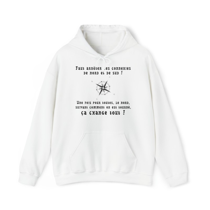 Hoodie - Sweat à capuche Blanc le nord suivant le sens