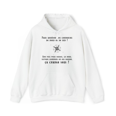 Hoodie - Sweat à capuche Blanc le nord suivant le sens