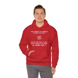 homme portant Hoodie - Sweat à capuche rouge le nord suivant le sens