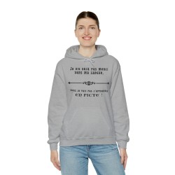 femme avec Hoodie - sweat à capuche gris je dis déjà pas merci dans ma langue
