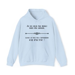 Hoodie - sweat à capuche bleu ciel je dis déjà pas merci dans ma langue