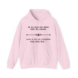 Hoodie - sweat à capuche rose je dis déjà pas merci dans ma langue