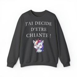 Sweat - pull femme gris foncé avec licorne j'ai décidé d'être...