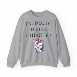 Sweat - pull femme gris avec licorne j'ai décidé d'être...