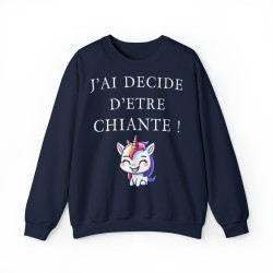 Sweat - pull femme marine avec licorne j'ai décidé d'être...