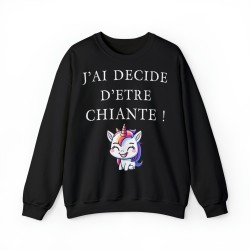 Sweat - pull femme noir avec licorne j'ai décidé d'être...