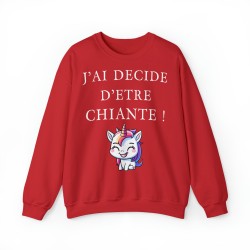 Sweat - pull femme rouge avec licorne j'ai décidé d'être...