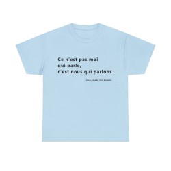 Tshirt unisex bleu clair avec une phrase de JCVD