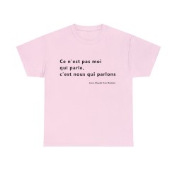 Tshirt unisex rose avec une phrase de JCVD