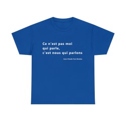 Tshirt unisex bleu royal avec une phrase de JCVD