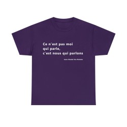 Tshirt unisex violet avec une phrase de JCVD