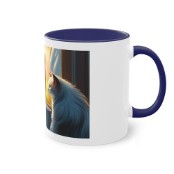 mug marine avec dessin du chat regardant par la fenêtre