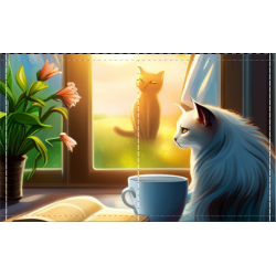 dessin du chat regardant par la fenêtre