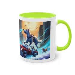 mug vert avec Dessin du chien super héro