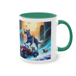 mug vert foncé  avec Dessin du chien super héro