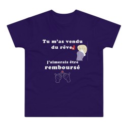 T-shirt pour homme violet tu m'a vendu du rêve