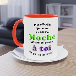Mug rouge en situation parfois je me sens moche