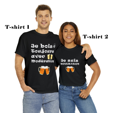 couple avec t-shirt à choisir dans le pack modération