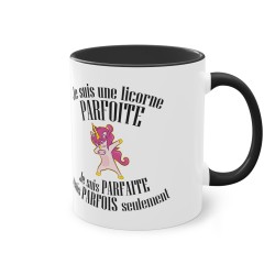 Mug licorne noir je suis une licorne parfoite
