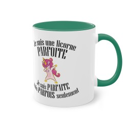 Mug licorne vert foncé je suis une licorne parfoite