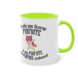 Mug licorne vert clair je suis une licorne parfoite