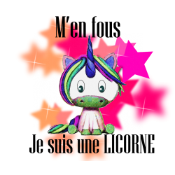 dessin du mug m'en fou je suis une licorne