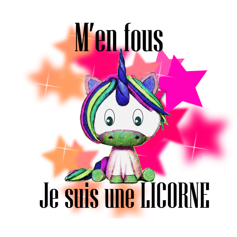dessin du mug m'en fou je suis une licorne