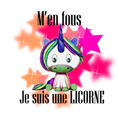 dessin du mug m'en fou je suis une licorne
