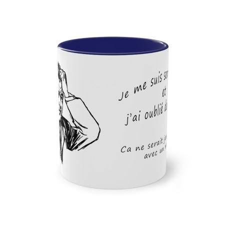 Mug bleu foncé je me suis fait un café