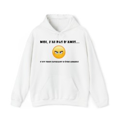 hoodie - sweat à capuche blanc moi j'ai pas d'amis