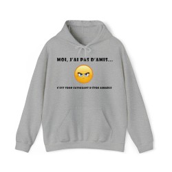 hoodie - sweat à capuche gris moi j'ai pas d'amis