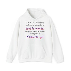 hoodie - sweat à capuche blanc je n'ai qu'une prétention