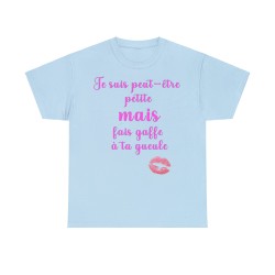 Tshirt femme bleu ciel je suis peut être petite