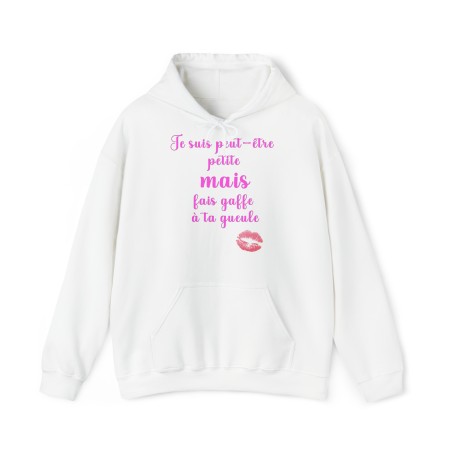 hoodie - sweat à capuche femme blanc je suis peut être petite