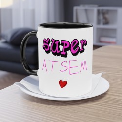 Le mot “SUPER” accompagné d’un petit nom affectueux pour transmettre un message simple, tendre et positif - Mug humour -