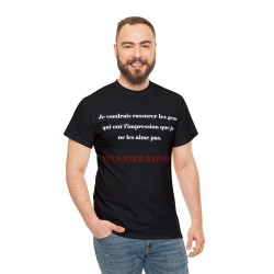 T-shirt noir sur homme je voudrais rassurer les gens...