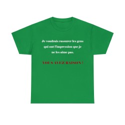T-shirt vert irlandais je voudrais rassurer les gens...