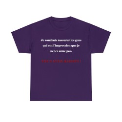 T-shirt violet je voudrais rassurer les gens...