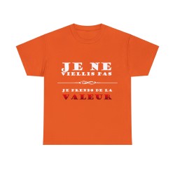 T-shirt orange je ne vieillis pas ...