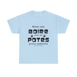 T-shirt bleu ciel mieux vaut boire avec ses potes...