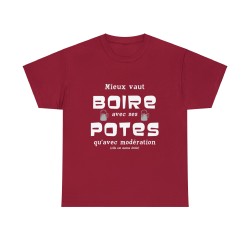 T-shirt rouge cardinal mieux vaut boire avec ses potes...