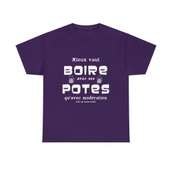 T-shirt violet mieux vaut boire avec ses potes...