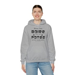 Femme avec Sweat à capuche gris Mieux vaut boire avec ses potes...