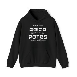 Sweat à capuche noir Mieux vaut boire avec ses potes...