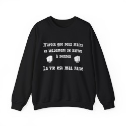 Sweat noir n'avoir que deux mains ...