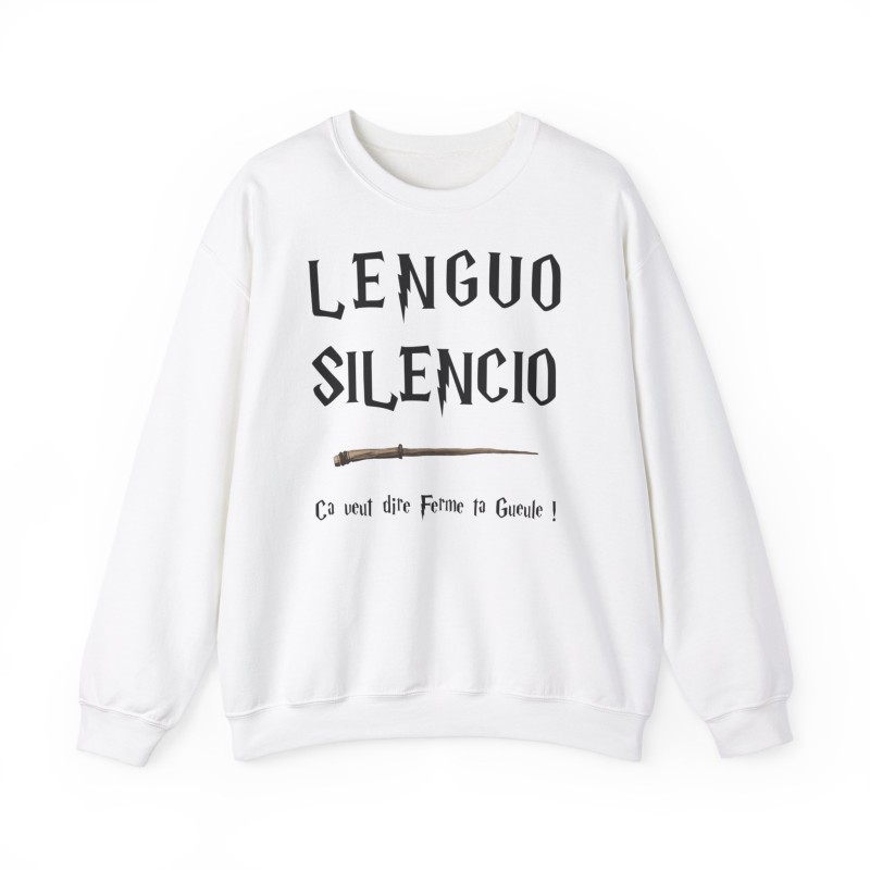 sweat blanc LENGUO SILENCIO ...