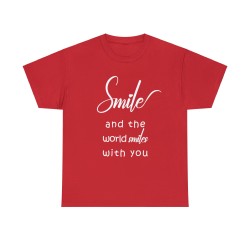 T-shirt rouge smile and the world smiles with you