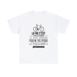 t-shirt blanc la vie c'est comme une bicyclette...